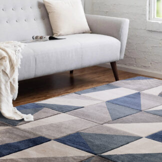 Asiatic Large Carved Triangles Rug - Denim Mix, Denim Mix