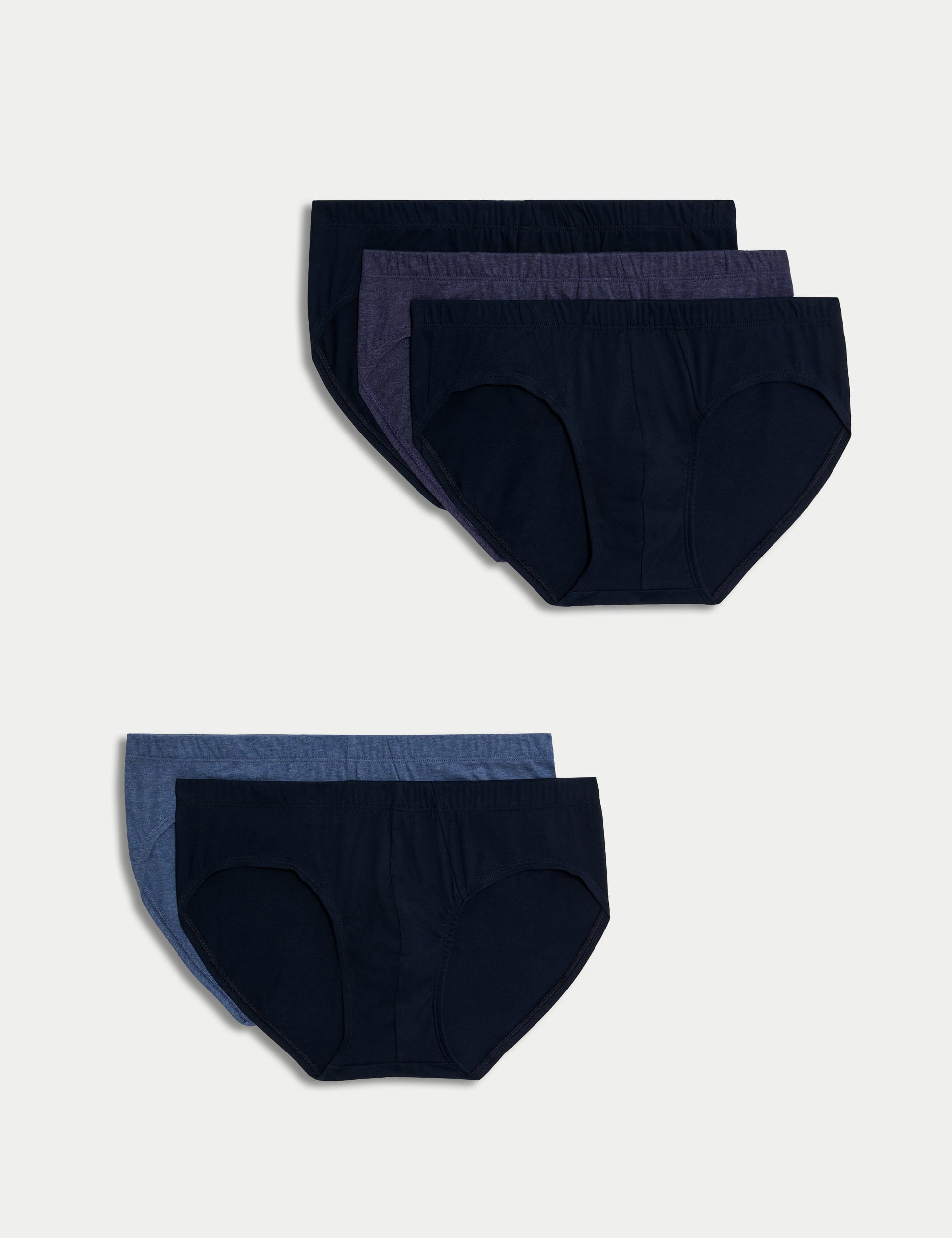 M&S Collection Men's 5pk Pure Cotton Cool & Fresh™ Slips - M - Denim Mix, Denim Mix,Black,White