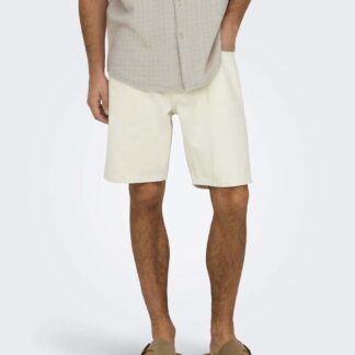 Only & Sons Men's 5 Pocket Rigid Denim Shorts - Beige, Beige