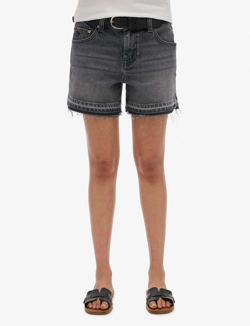 Superdry Denim Cut Off Shorts - 26 - Black, Blue,Black