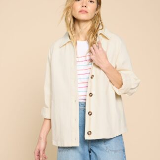 White Stuff Denim Collared Relaxed Jacket - 16REG - Natural, Natural