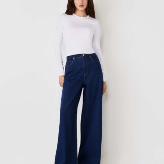 Finery London Women's High Waisted Wide Leg Jeans - 16REG - Blue Denim, Black,Blue Denim
