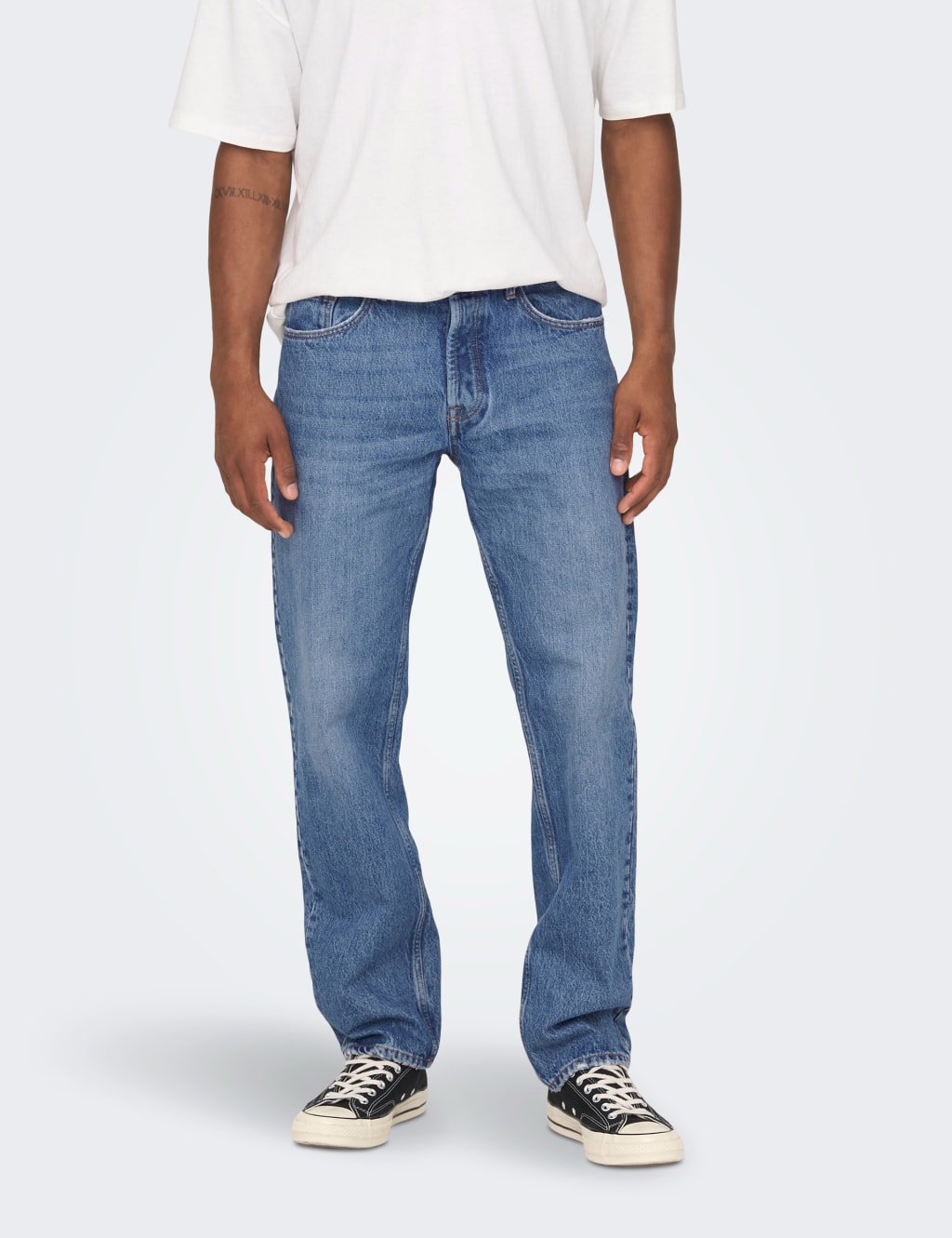 Only & Sons Men's Straight Fit Pure Cotton 5 Pocket Jeans - 3434 - Blue Denim, Blue Denim