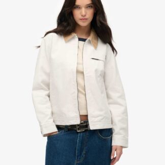 Superdry & Co Women's Pure Cotton Cord Collar Relaxed Jacket - 14 - White, Pink,White