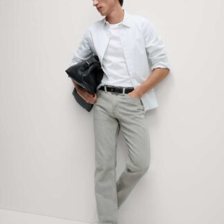 M&S Straight Fit Pure Cotton Jeans Light Grey