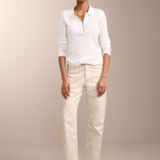 BAUKJEN High Waisted Straight Leg Cropped Jeans Ecru