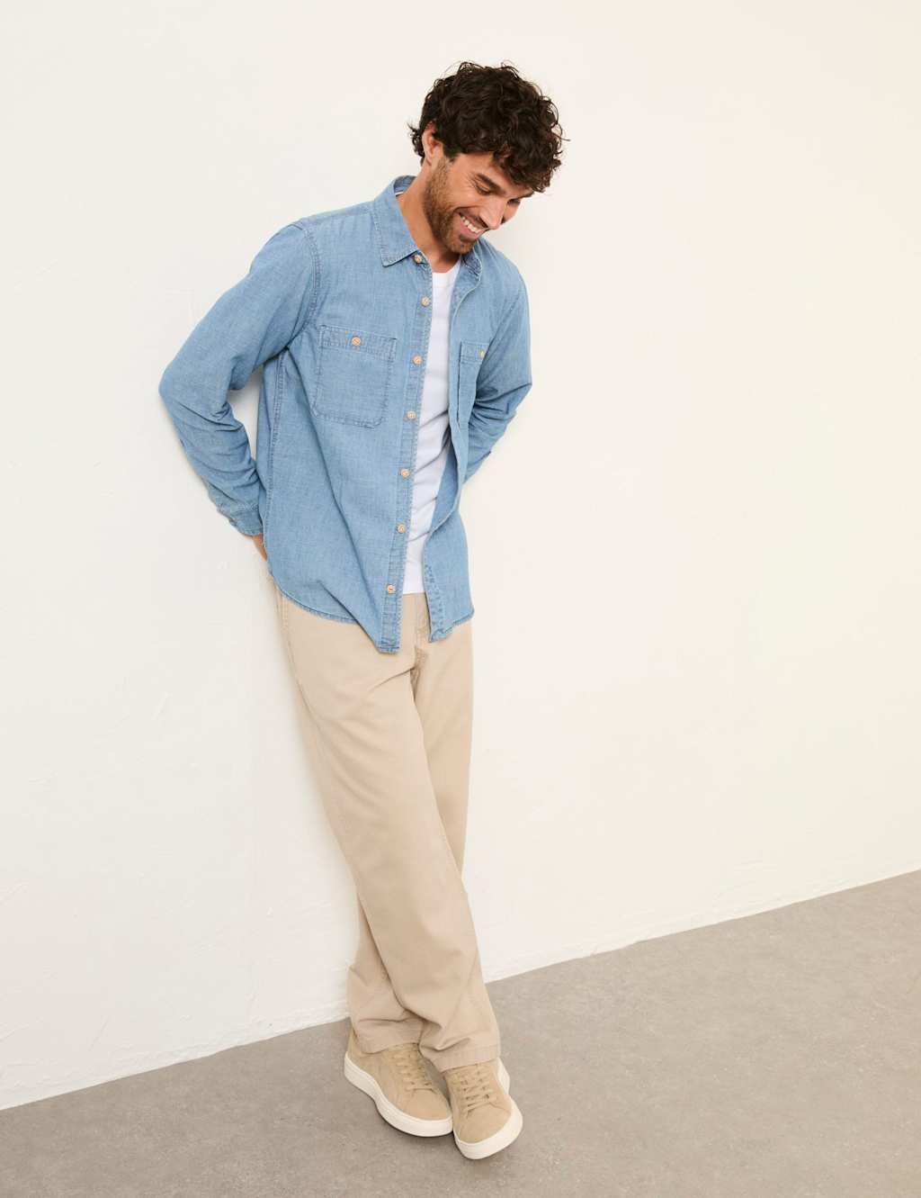 FatFace Regular Fit Pure Cotton Shirt Blue Denim