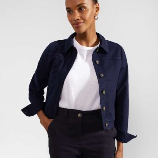 HOBBS Cotton Rich Denim Cropped Jacket Navy
