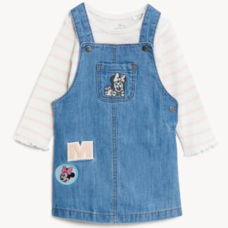 M&S 2pc Pure Cotton Minnie Mouse™ Outfit (0-3 Yrs) Denim