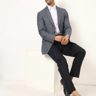 M&S PV BLEND GRINDLE TEXTURED BLAZER Denim Mix