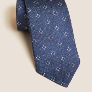 M&S Slim Pure Silk Foulad Tie Denim