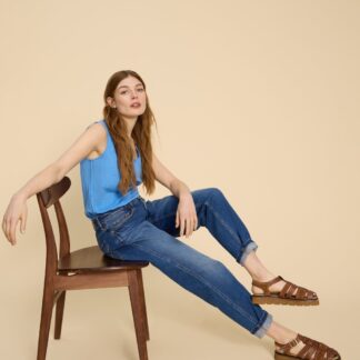 White Stuff Freya Mid Rise Straight Leg Jeans Med Blue Denim