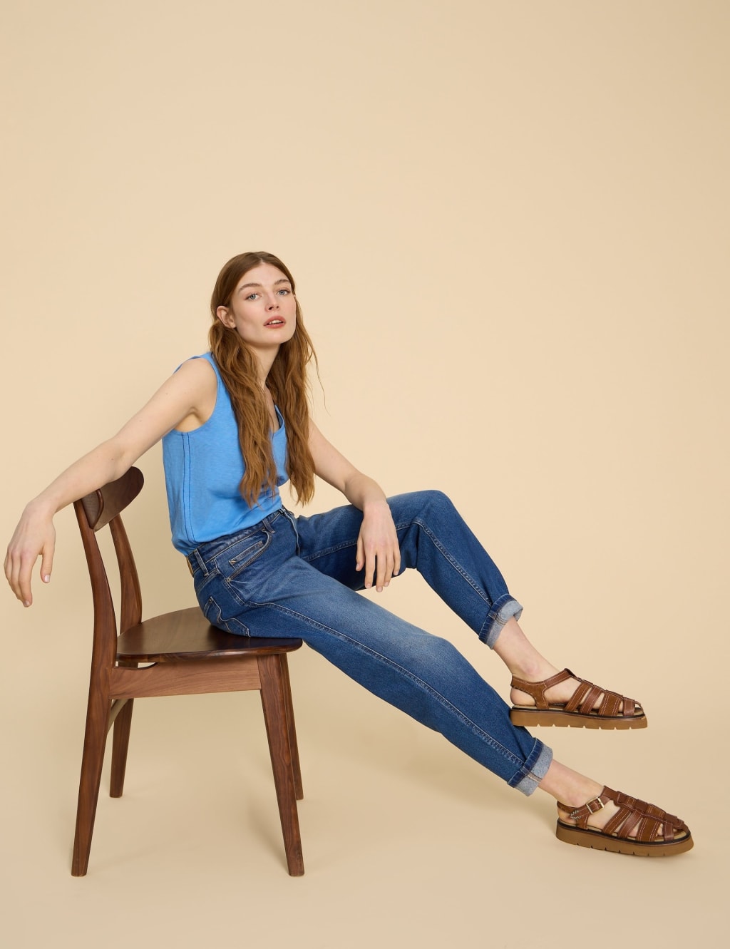 White Stuff Freya Mid Rise Straight Leg Jeans Med Blue Denim