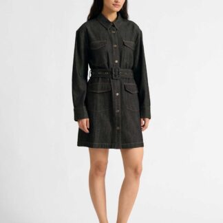 Albaray Denim Belted Mini Utility Dress Black