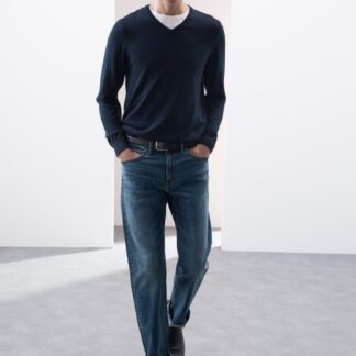 Autograph Straight Fit Japanese Selvedge Jeans Med Blue Denim