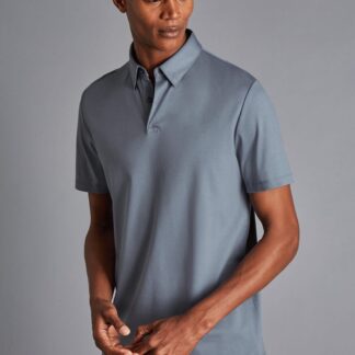 Charles Tyrwhitt Pure Cotton Jersey Polo Shirt Blue Denim