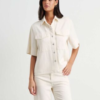 Jag Cotton Rich Denim Shirt Cream