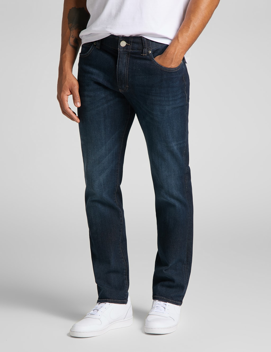 Lee Straight Fit XM 5 Pocket Jeans Dark Blue Denim