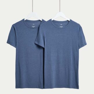 M&S 2 Pack Heatgen™ Light Thermal Short Sleeve Tops Denim