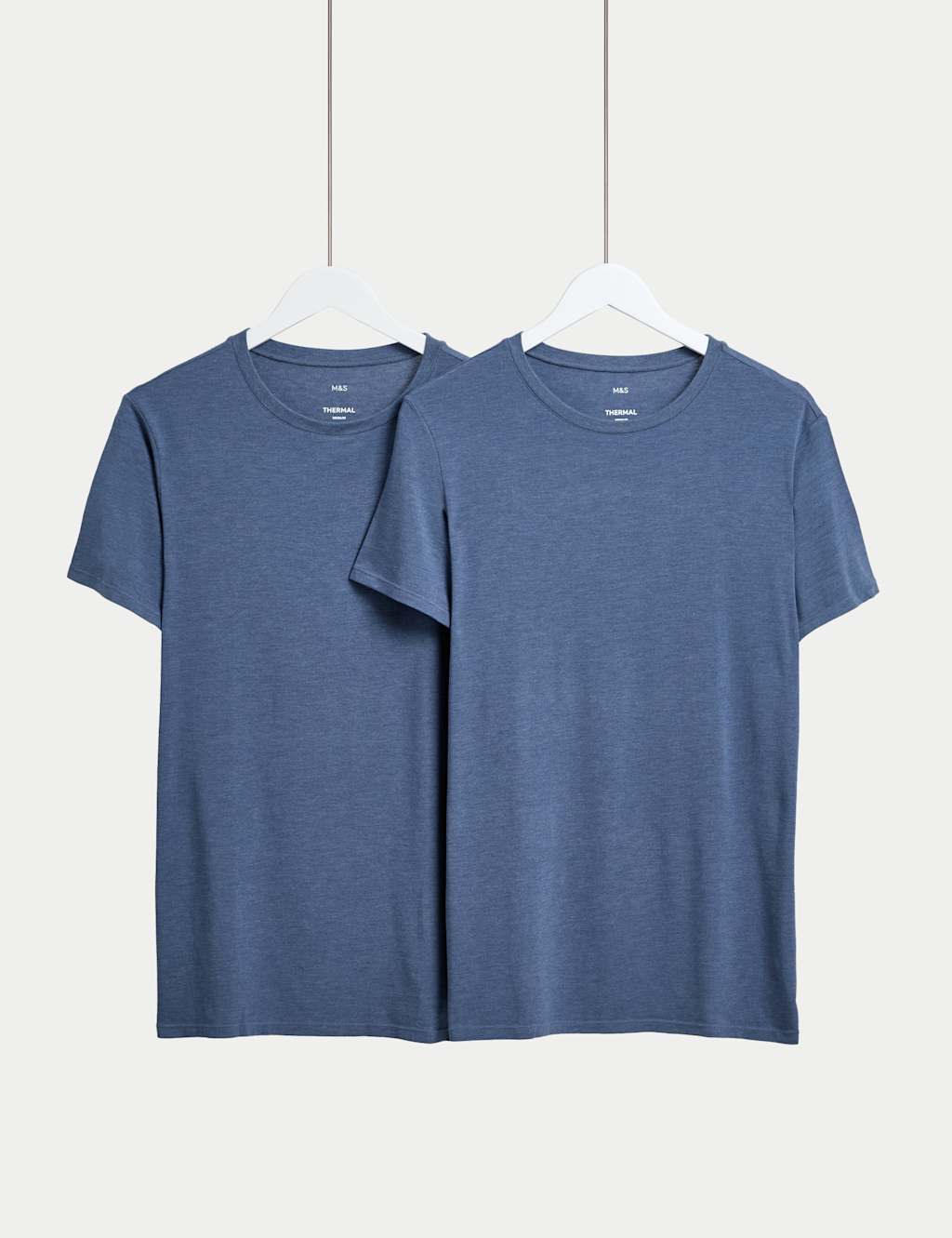 M&S 2 Pack Heatgen™ Light Thermal Short Sleeve Tops Denim