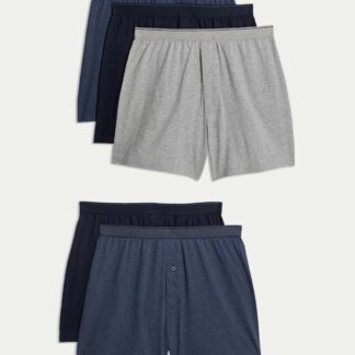 M&S 5 Pack Pure Cotton Cool & Fresh™ Jersey Boxers Denim Mix