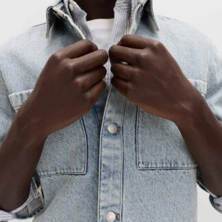 M&S Pure Cotton Denim Overshirt Light Blue