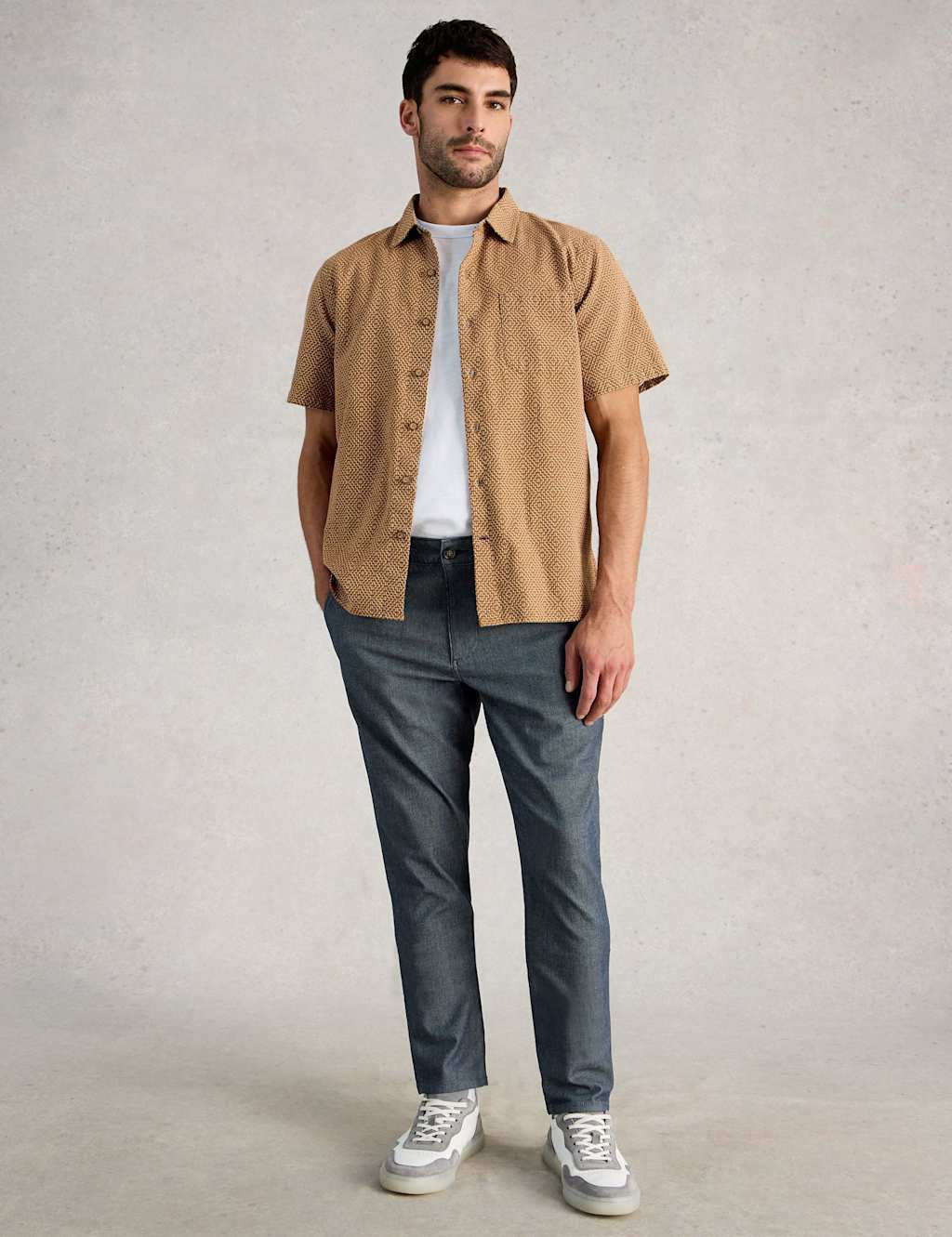 White Stuff Regular Fit Pure Cotton Striped Chinos Denim Mix