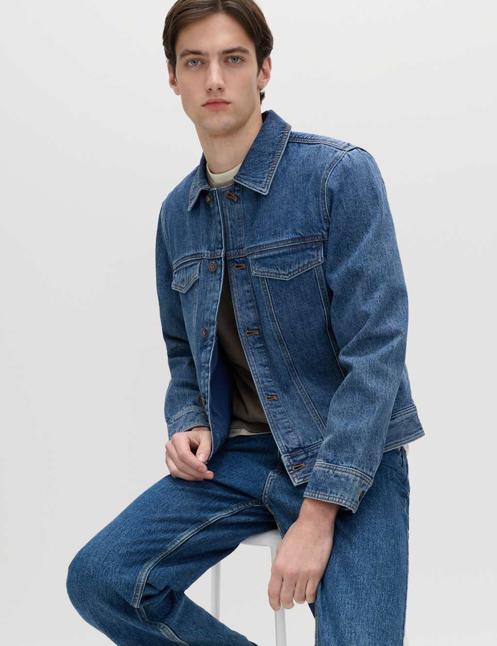 M&S Denim Trucker Jacket Med Blue Denim