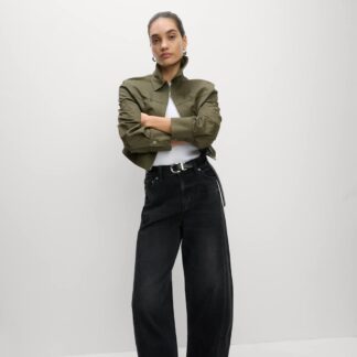 M&S Mid Rise Barrel Jeans Black