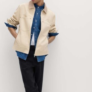 M&S Pure Cotton Contrast Collar Denim Trucker Neutral