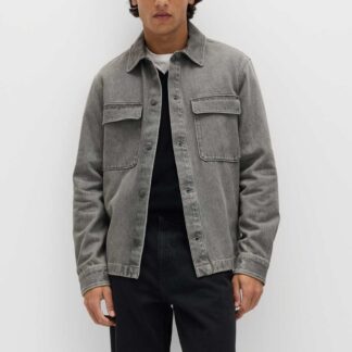 M&S Pure Cotton Denim Overshirt Grey