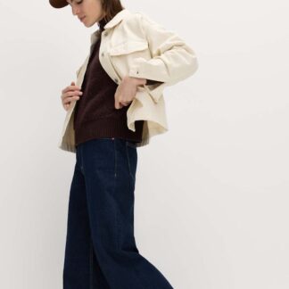 M&S Pure Cotton Denim Relaxed Shacket Ecru