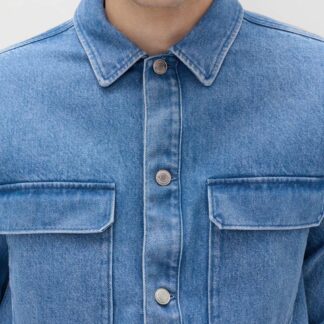 M&S Regular Fit Pure Cotton Denim Overshirt Blue
