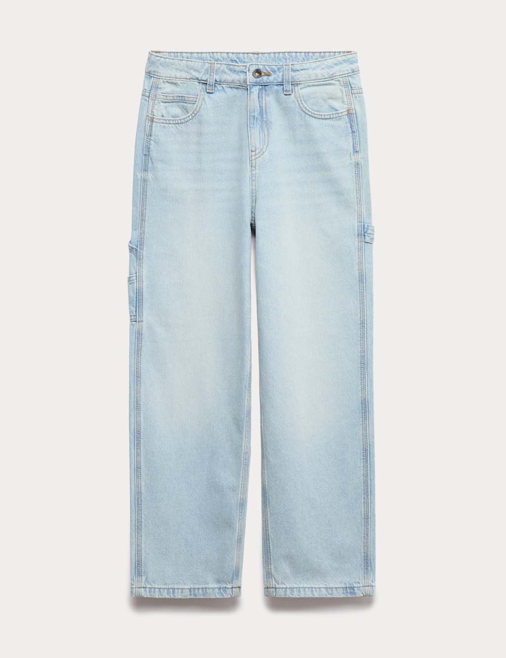 M&S Relaxed Pure Cotton Carpenter Jeans (6-16 Yrs) Light Denim