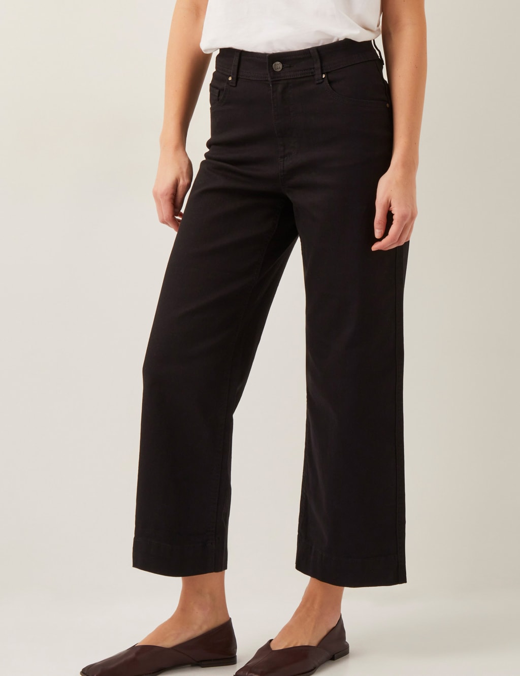 Monsoon High Waisted Straight Leg Cropped Jeans Black