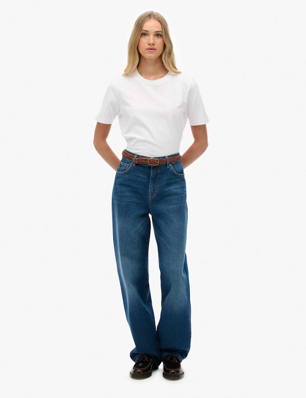 Superdry & Co High Waisted Wide Leg Jeans Blue
