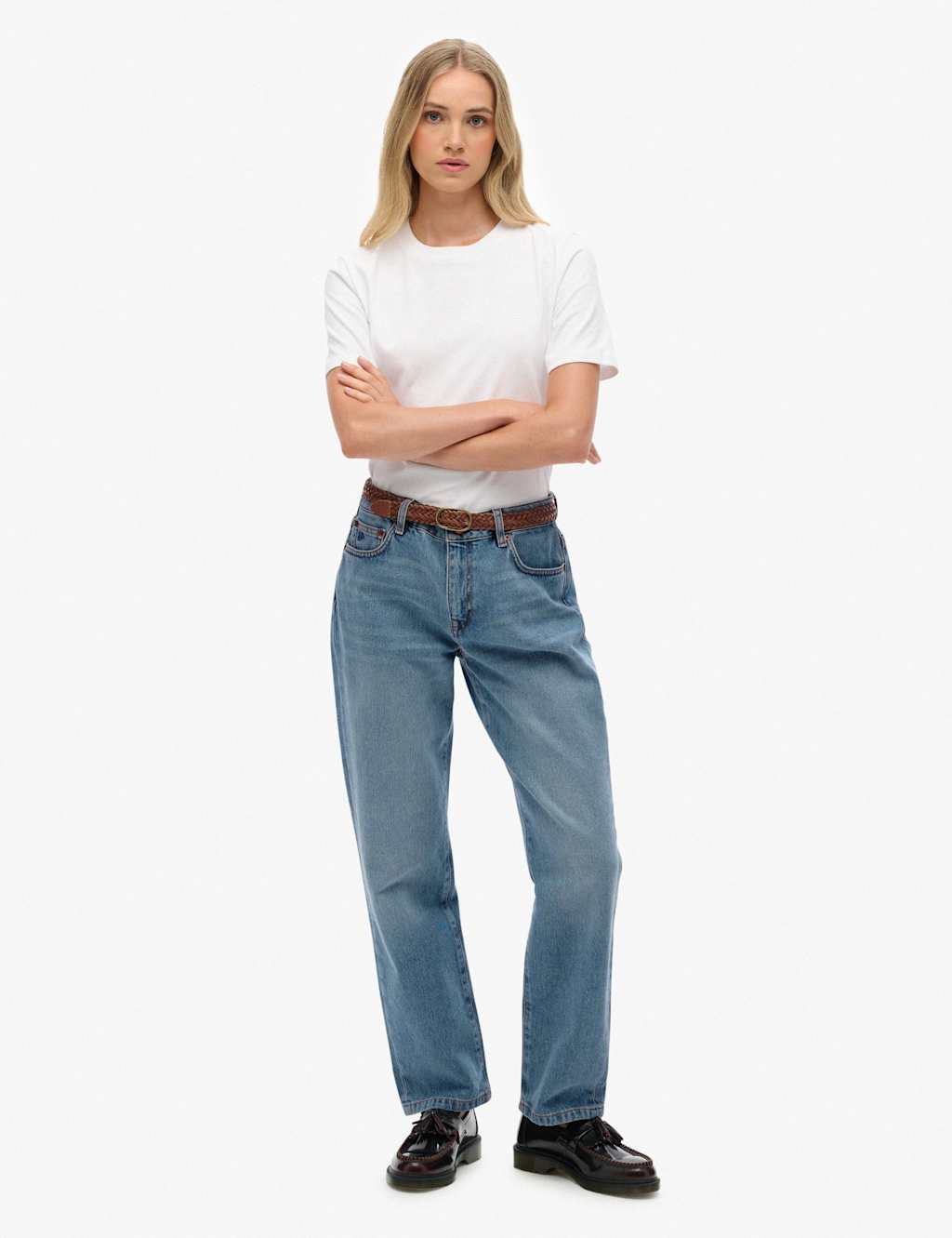 Superdry & Co Mid Rise Straight Leg Jeans Blue