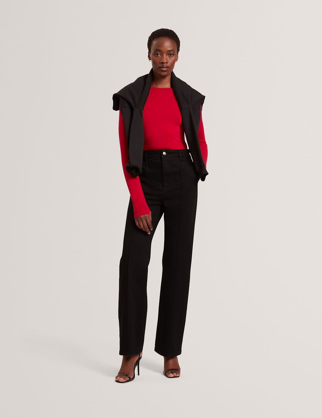 Ted Baker High Waisted Pintuck Flared Jeans Black