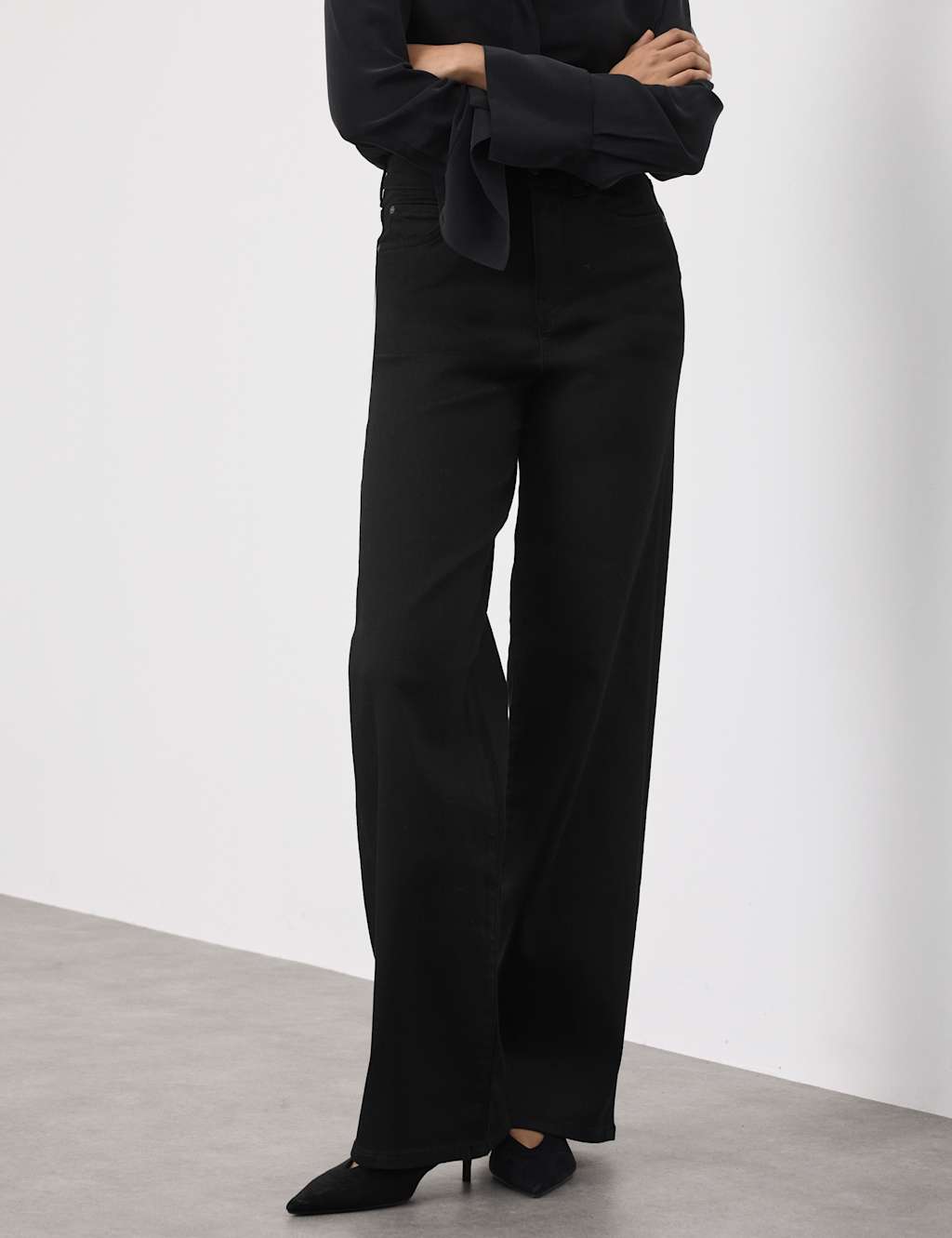 Autograph High Waisted Wide Leg Jeans Black