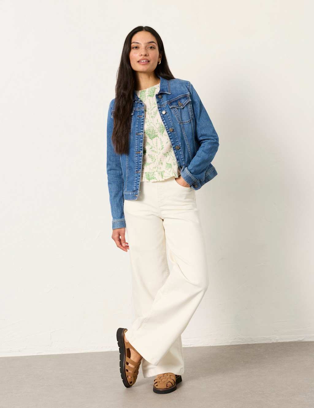 FatFace Denim Cropped Jacket Blue