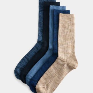M&S 5 Pack Cotton Rich Ribbed Socks Denim Mix