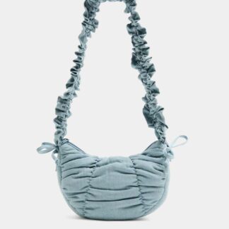 M&S Textured Crossbody Ruched Bag Denim