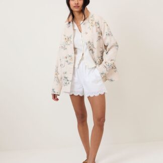 Nobody's Child Denim Floral Relaxed Jacket Pink Mix