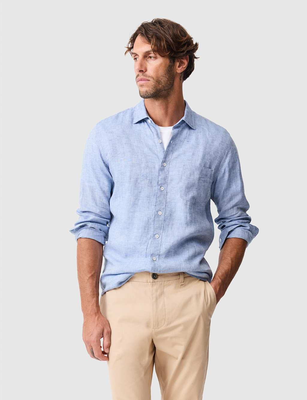 Rodd & Gunn Coromandel Slim Fit Pure Linen Shirt Denim