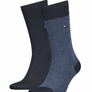 Tommy Hilfiger 2 Pack Birdseye & Plain Cotton Rich Socks Denim Mix