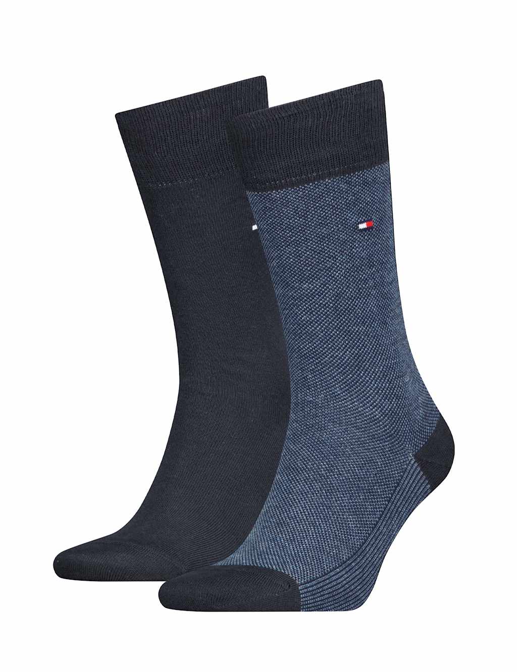 Tommy Hilfiger 2 Pack Birdseye & Plain Cotton Rich Socks Denim Mix