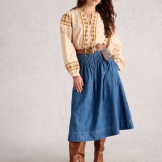 White Stuff Denim Midi Skirt Denim