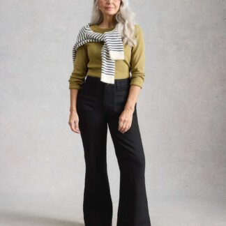White Stuff Mid Rise Flared Wide Leg Jeans Black