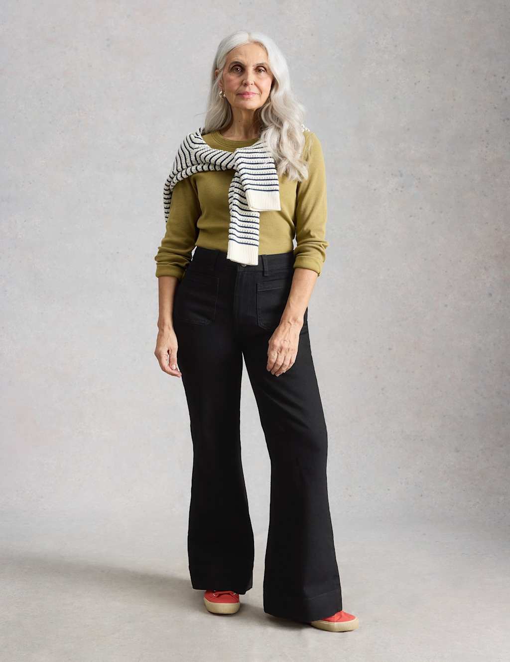 White Stuff Mid Rise Flared Wide Leg Jeans Black