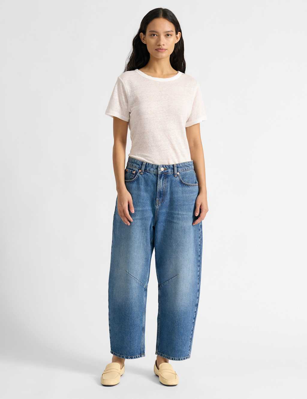 Albaray Mid Rise Barrel jeans Medium Indigo